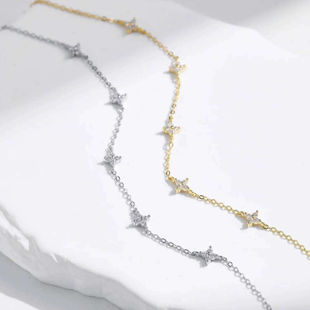 MODIAN 925 Sterling Silver Mini Flowers Bracelet Dainty Link Chain Pave Setting CZ For Women Wedding Fine Jewelry Gift Z260225