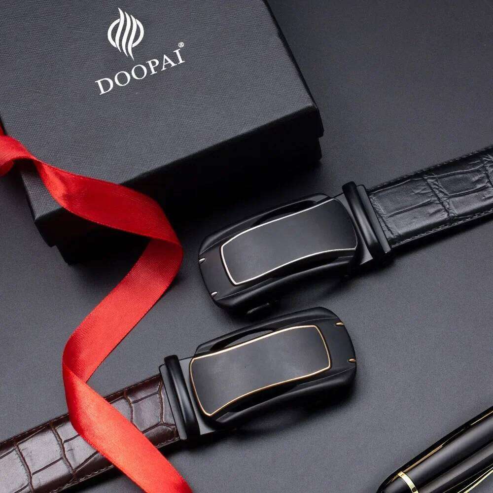 Men Genuine Leather Two-layer Cowhide Belts Automatic High Quality Business Buckle Pants Belt Y260225