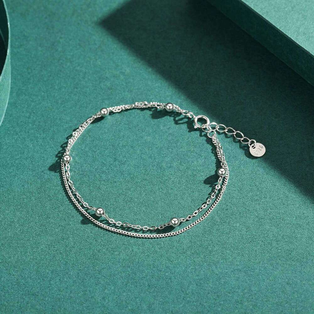 Modian Double Layer Beads Link Chain 100% 925 Sterling Silver Trendy Simple Female Bracelet For Women Wedding Jewelry Z260225