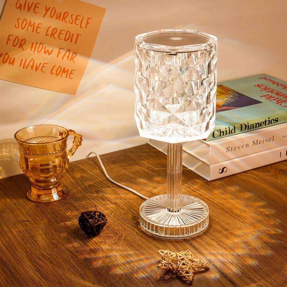 LED Rose Projector 3 Colors USB Plug Adjustable Romantic Diamond Atmosphere Bedroom Desktop Decoration Night Light H260225