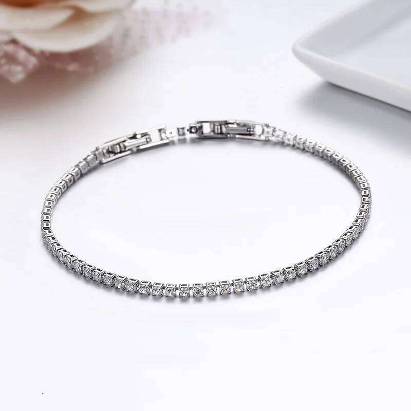 2mm 13.5 15-17cm Cluster CZ Link Chain Tennis Bracelets For Women Girls Friend Jewelry Thin Brass Gold Color Pulsera Bracciali Z260225