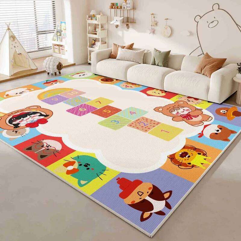Dinosaur Carpet Cartoon Animal Print Living Room Decor Children's Play Crawling Mat Non-slip Home Decoration W260226
