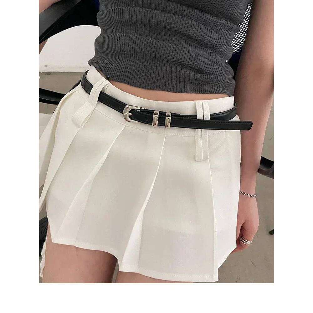 Woman's Fashionable Black Simple Thin PU Trousers Skirt Versatile Belts Student's Casual Belt Y260225