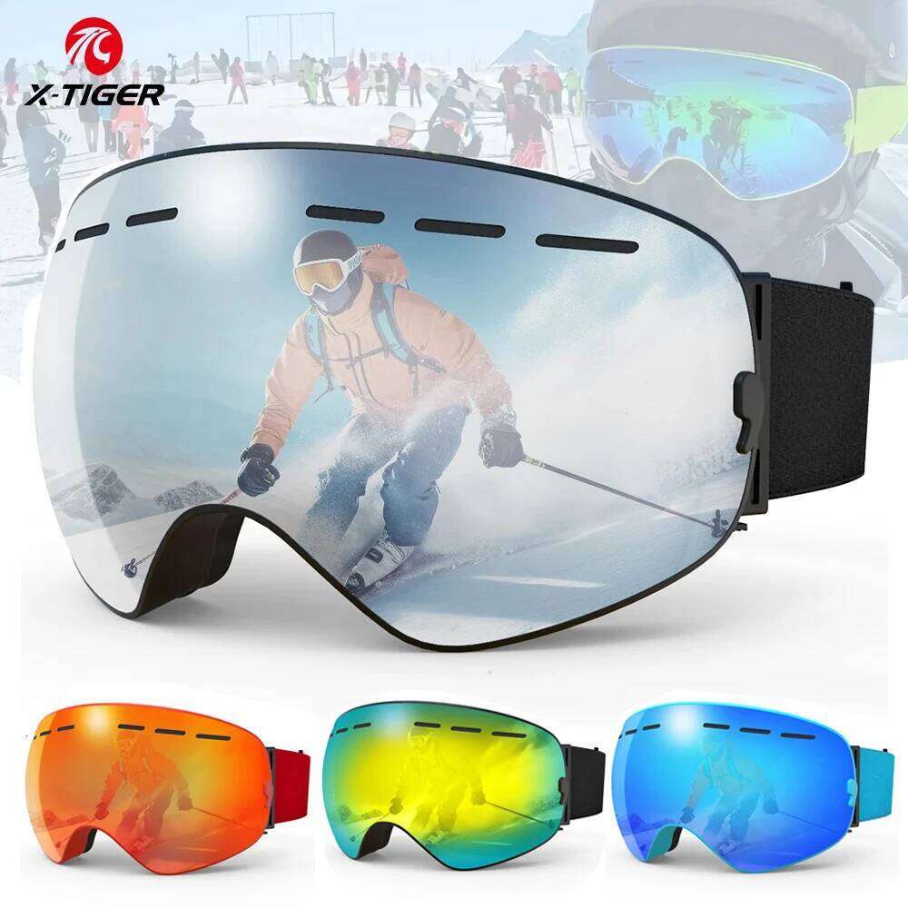 X-TIGER Ski Men Women Snowboard TPU UV400 Double Layers Lens Anti-Fog Snow Goggles Winter Mountaineering Glasses Z260225