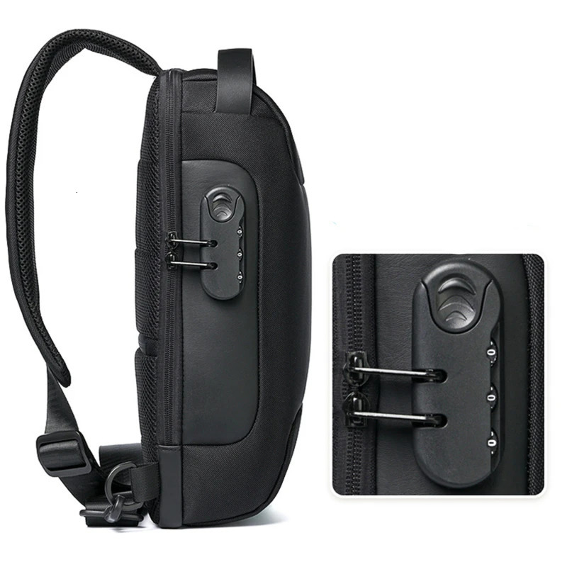 MenS Usb Crossbody Bag Anti-Theft Shoulder Bags Waterproof Oxford Waist Bag Multifunction Short Travel Messenger Chest Pack 260305