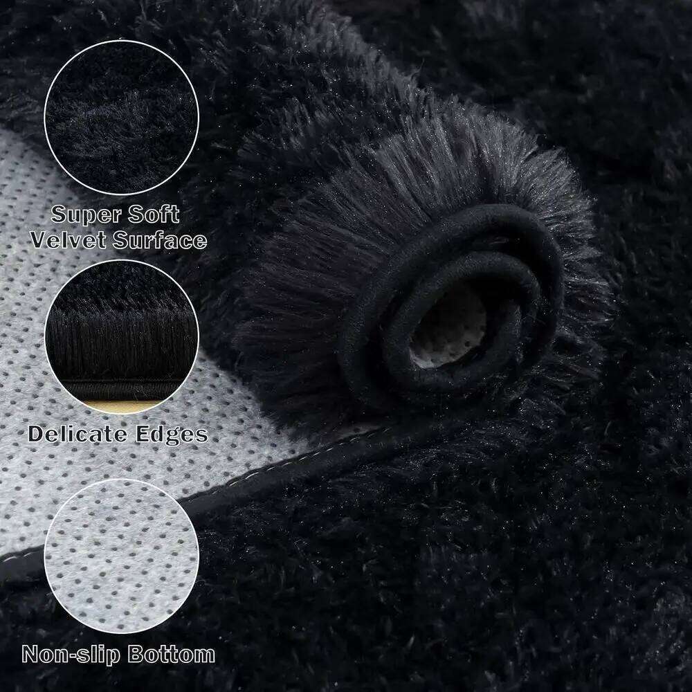 8x10 Ft Black Plush Shag Rugs, Soft Shaggy Carpet for Living Room, Bedroom, Kids Rooms & Home Decor W260226