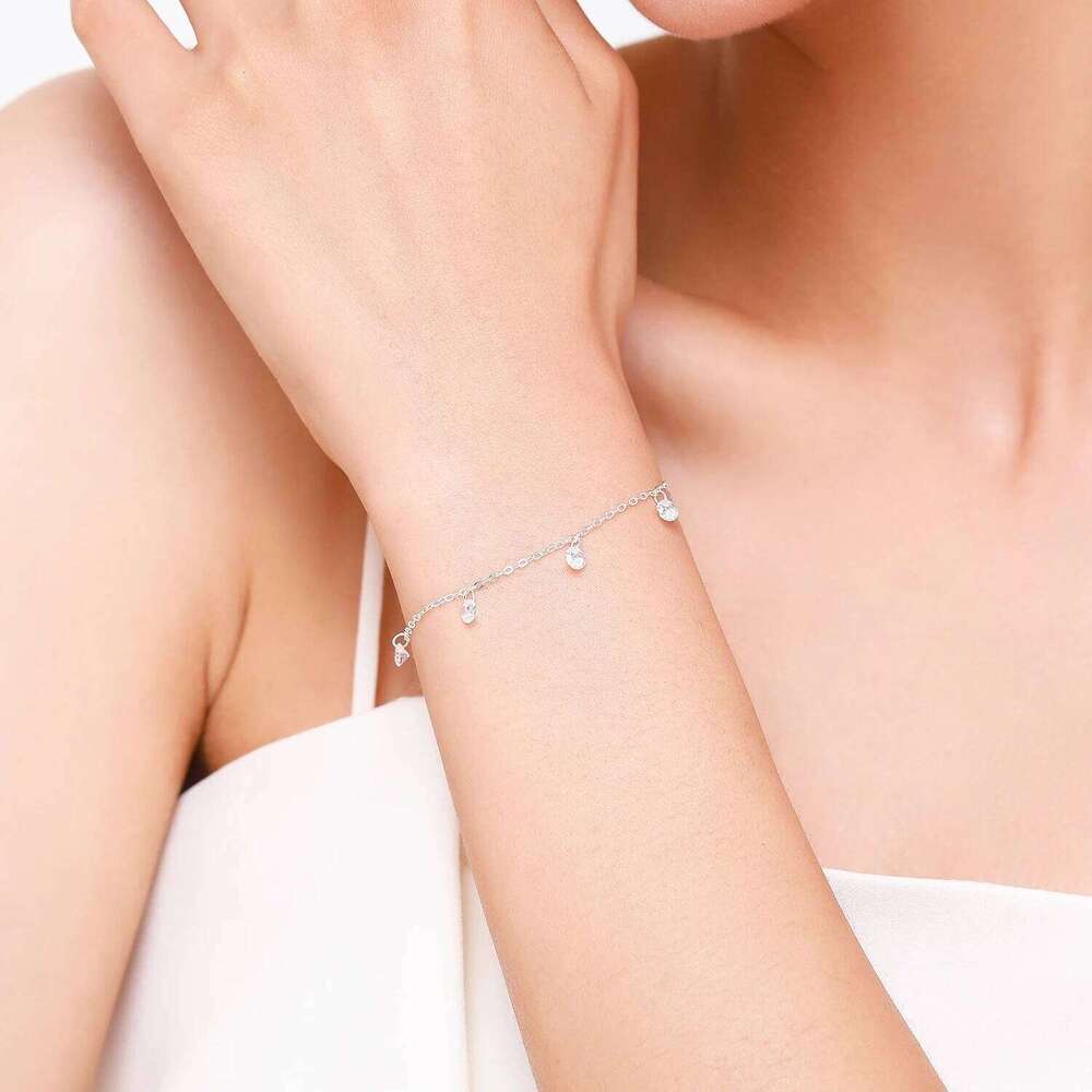 Modian Charm Real 925 Sterling Ten Hearts Clear CZ Fashion Chain Bracelet For Women Girls Wedding Fine Silver Jewelry Z260225