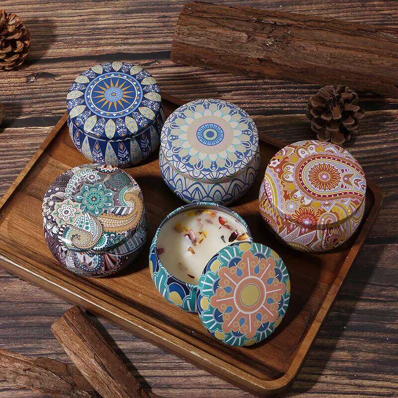 7cm candles with flowers tin can fragrance handmade scented candle natural soy wax home decoration W260226