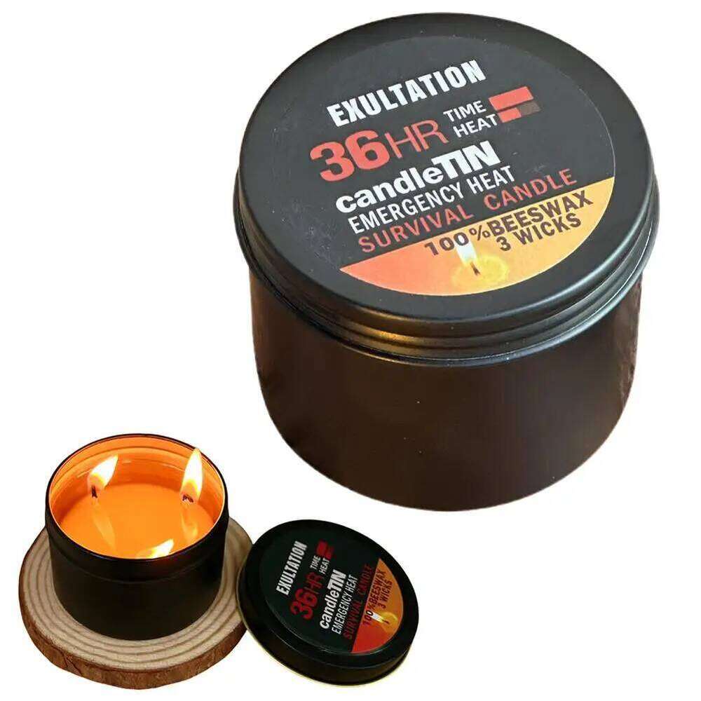 Emergency 36 Hour 3 Wick Long Lasting Beeswax Survival Candle with Aroma for Home Camping Fishing W260226