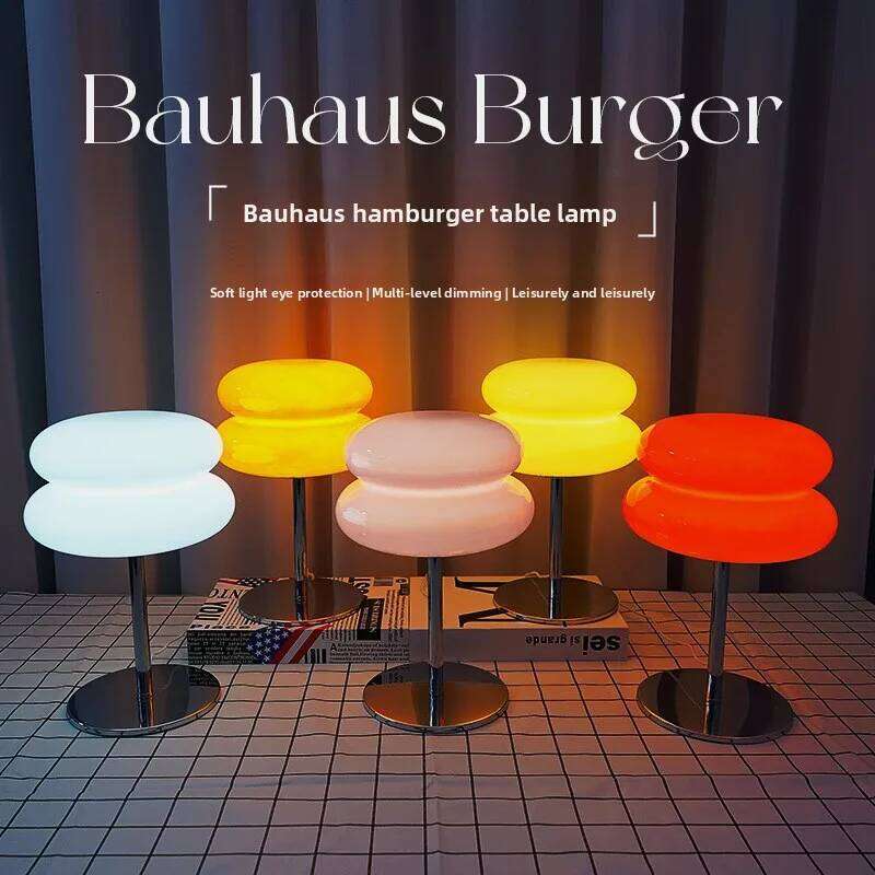 Simple Living Room Bedroom Study & B Medieval Hamburger Glass Table Internet Celebrity Atmosphere Decoration Bedside Lamp H260225