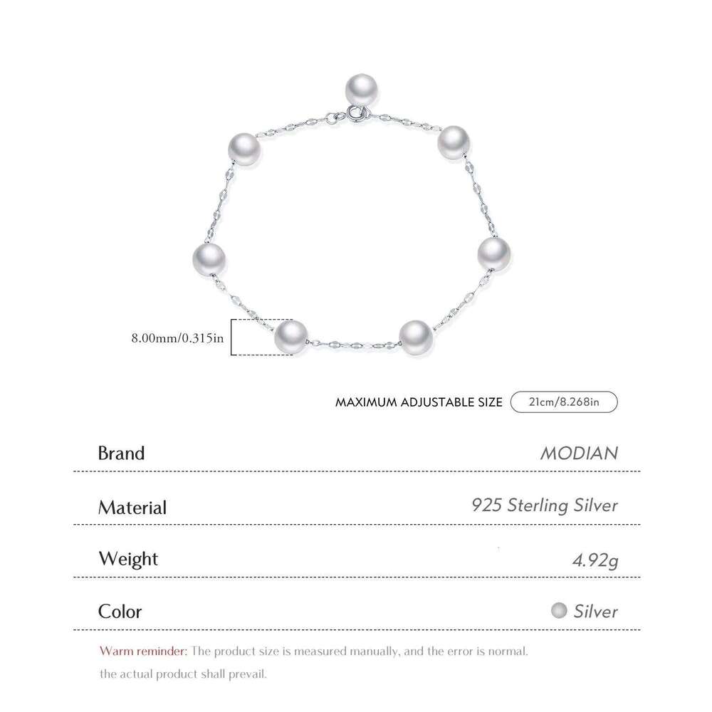 MODIAN 925 Sterling Silver Demure Elegant Sweet Geometric Crystal Pearls Charm Bracelet For Women Fine Jewelry Z260225