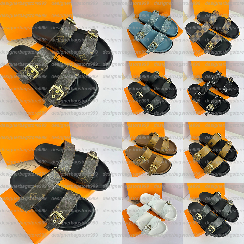 Designer Sandals slide sandals Designer sandals Men and Women Slippers brown slides Summer Flats Sexy real leather platform Shoes Ladies Beach Sandal