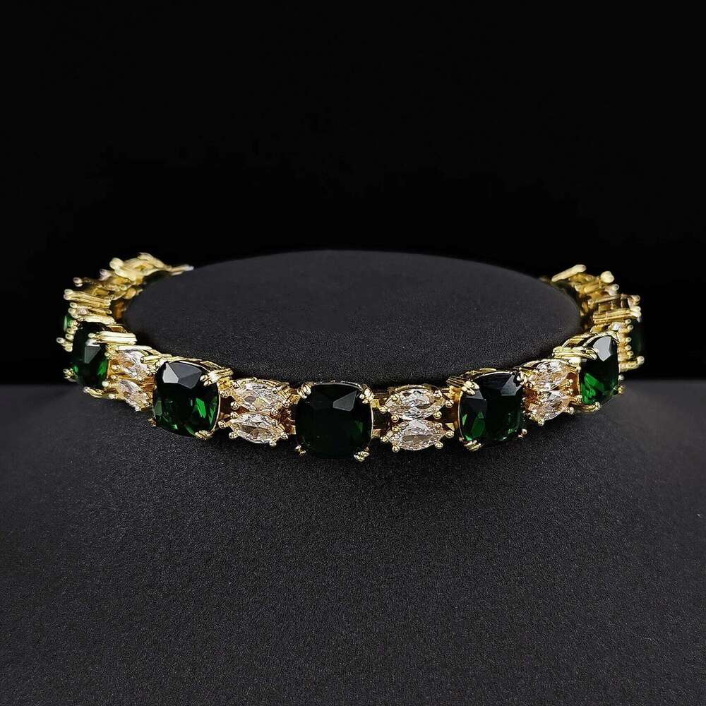 2024 New Green Color Princess Bracelet Bangle for Women Anniversary Gift Jewelry Wholesale S7985 Z260225