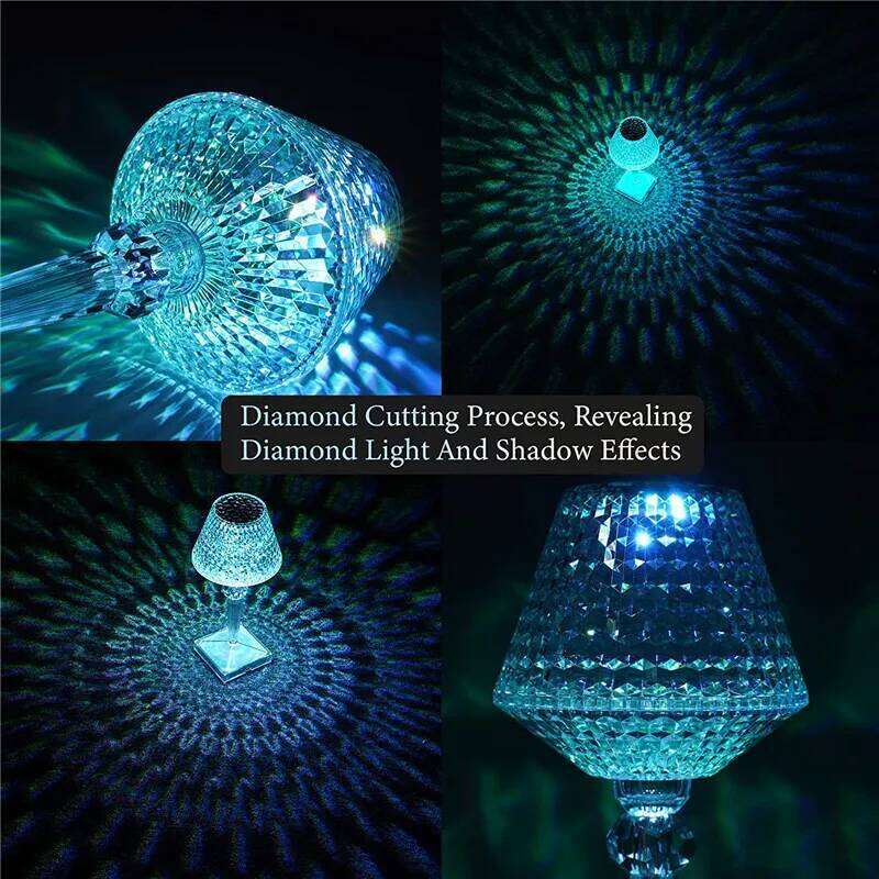 LED Acrylic Desk Diamond Crystal Table Lamp Creative Transparent Prism Night Light Touch Control For Bedroom Restaurant H260225