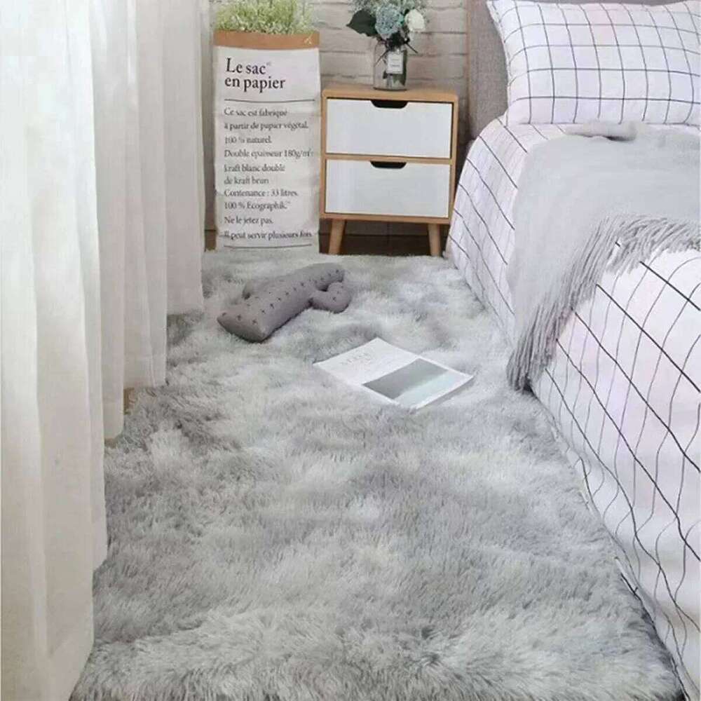 Fluffy Cream White Woolen Rug for Luxurious Decor - Bedroom Living Room Soft and Cozy Silk Wool Rugs W260226