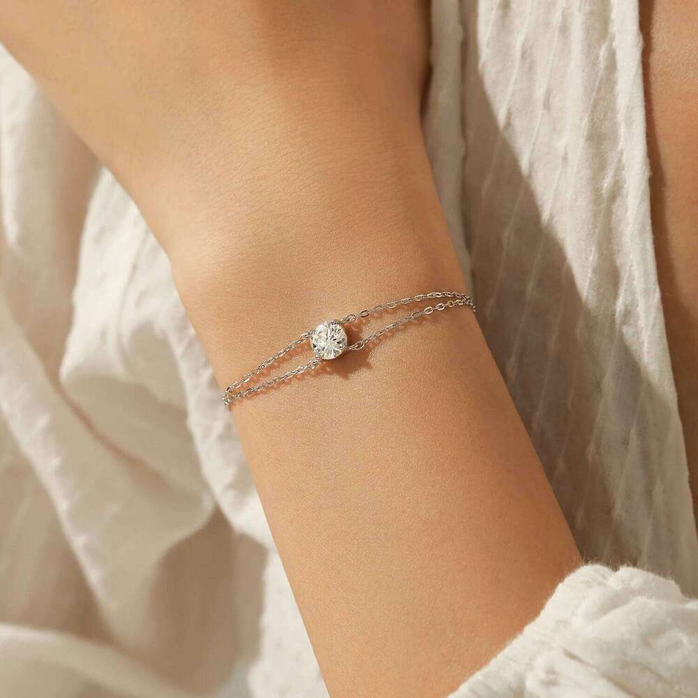 MODIAN 1CT D Color Moissanite Bracelet 925 Sterling Silver Delicate Double Layer Bracelets For Bridal Wedding Fine Jewelry Gifts Z260225