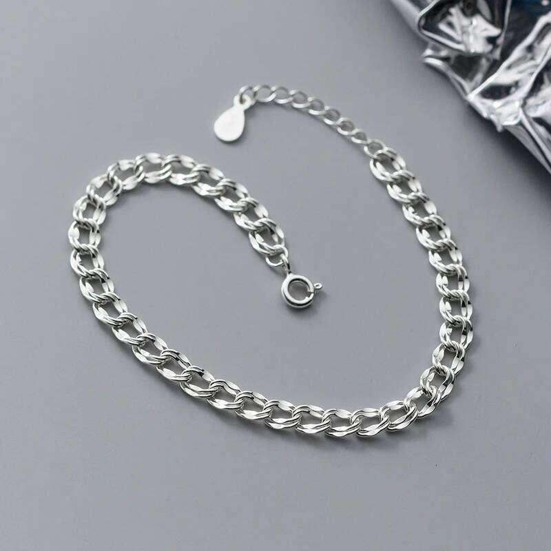 Modian 925 Sterling Sparkling Twine Simple For Women Classic Trendy Silver Female Bracelet Fine Jewelry Gift Z260225