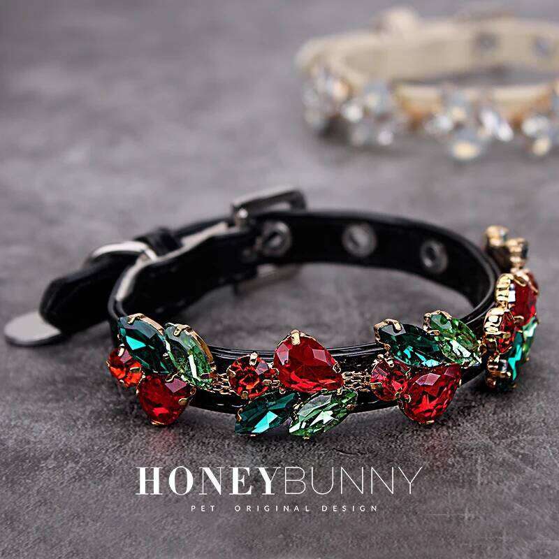Dog Luxury Leather Collar with Rhinestone Bling Blink Butterfly Fashion Pet Leash Accessories Blind Drop Shipping