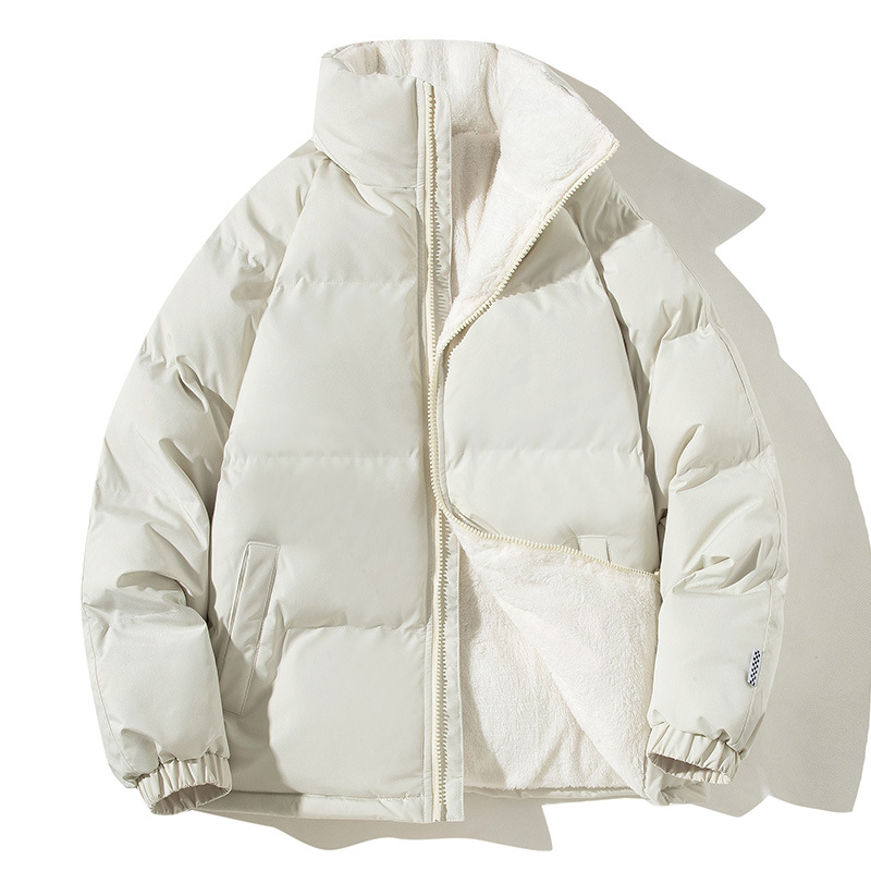 Men's Winter Down Cotton Jackets, Youth Style Thickened Fleece Lined Warm Coats, Loose Trendy Casual Outerwear