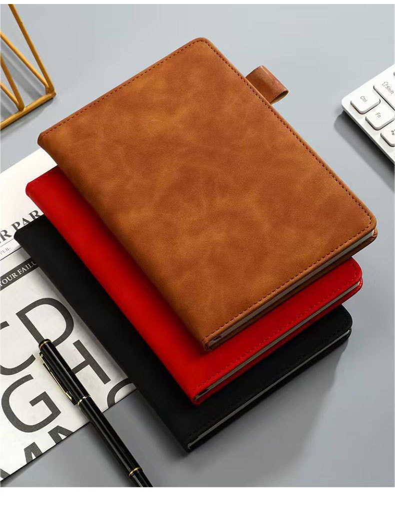 A5 notebook with engraved design and thickened cover for business use, leather-bound diary, simple record book, memo pad X250825