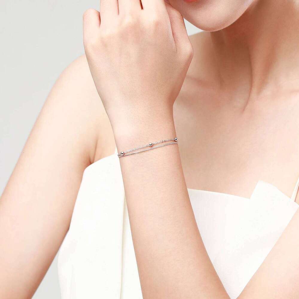 Modian Double Layer Beads Link Chain 100% 925 Sterling Silver Trendy Simple Female Bracelet For Women Wedding Jewelry Z260225