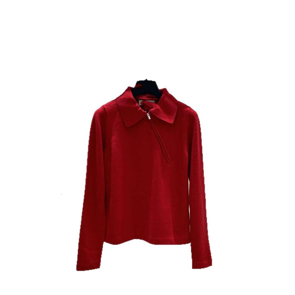 2026 Autumn/Winter New Micro Label Slant Zipper Collar Long Sleeve Knitted Wool Women's Top