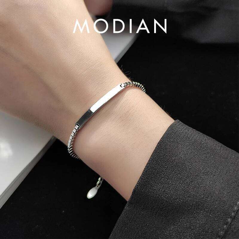 Modian Brands Simple 925 Sterling Silver Geometric Rectangle Bracelet for Women Box Chain Bangle Japanese Style Fine Jewelry Z260225
