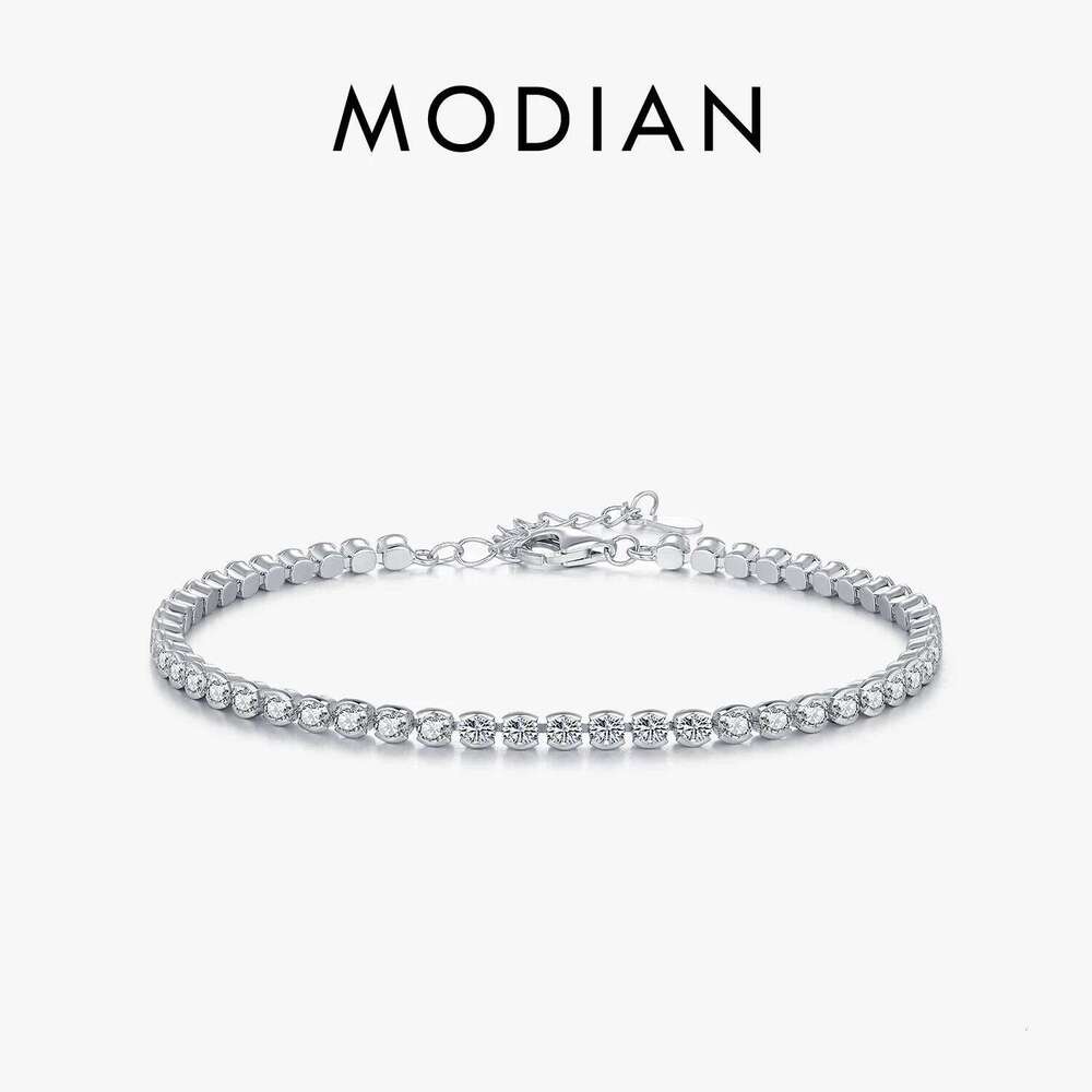MODIAN 925 Sterling Silver Sparkling CZ Tennis Round Zirconia Platinum Plated Bracelet For Women Fine Jewelry Gift Z260225