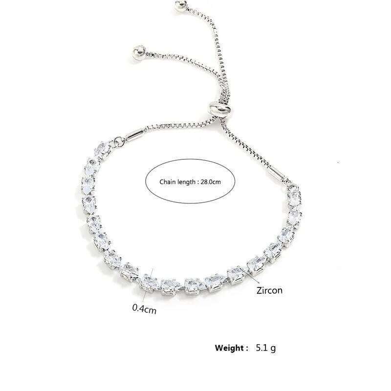 Adjustable Geometric Korean Fashion Water Drop Zirconia Crystal Bracelets Bangles for Women Party Jewelry Girls Birthday Gift Z260225