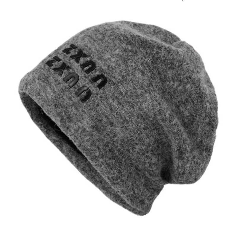 Lazy Style Gray Slouchy Hat for Women Autumn and Winter Versatile Face-Slimming Beanie Large Head Circumference Warm Headwrap Hat S260225