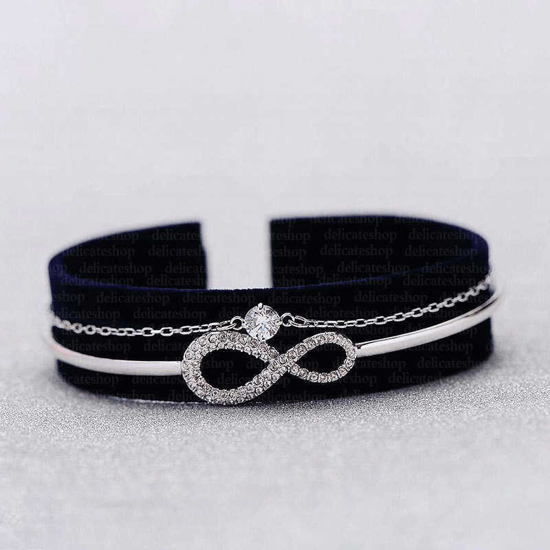 Bangle Boutique Eternal Love Double Layer Bracelet Temperament Womens Exquisite Crystal Matching Design Bracelet Boutique Versatile