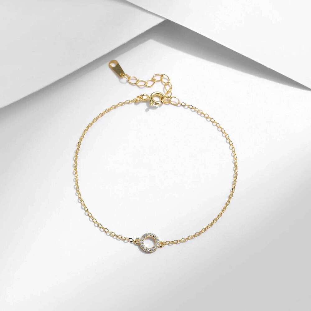 MODIAN Solid 925 Sterling Silver Simple Hollow Circle Clear CZ Bracelets Gold Color Link Chain For Women Girls Fine Jewelry Gift Z260225