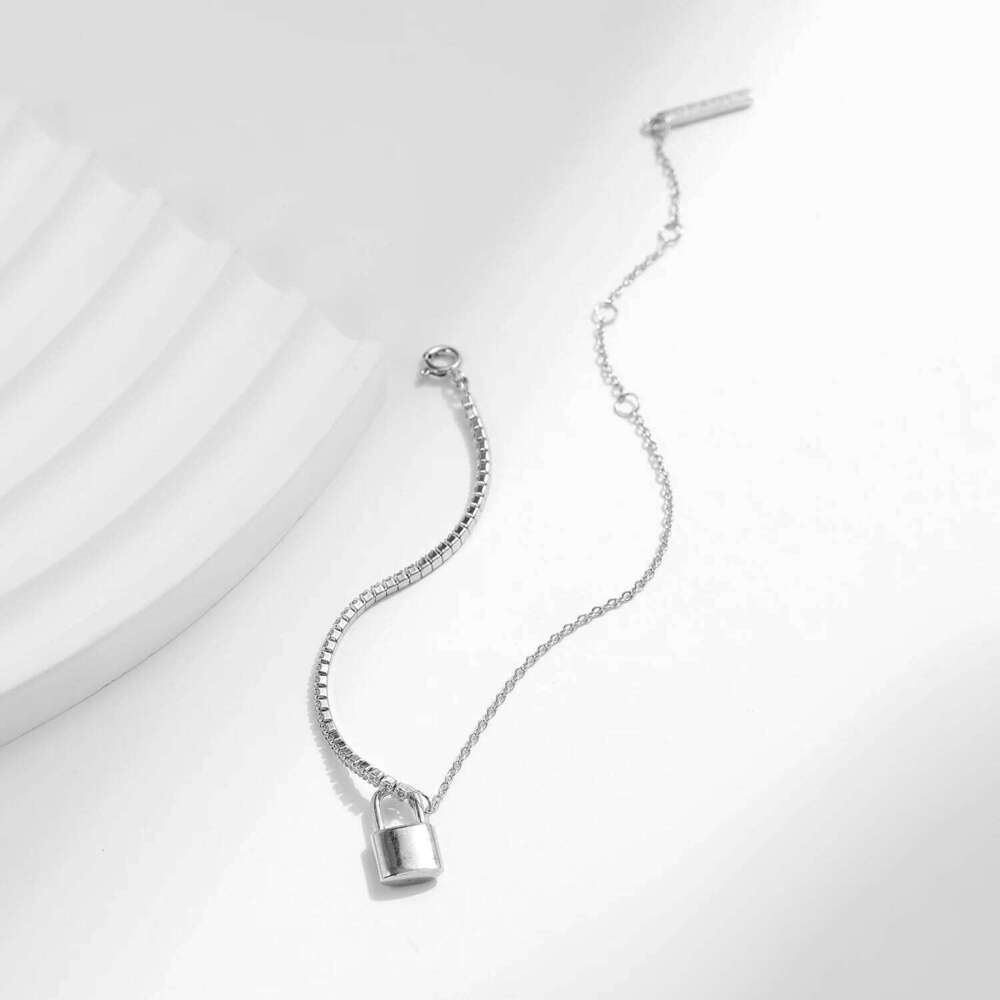 MODIAN Exquisite Lock Bracelet 925 Sterling Silver Shining CZ Asymmetry Bracelets Trendy Link Chain Jewelry For Women Gifts Z260225