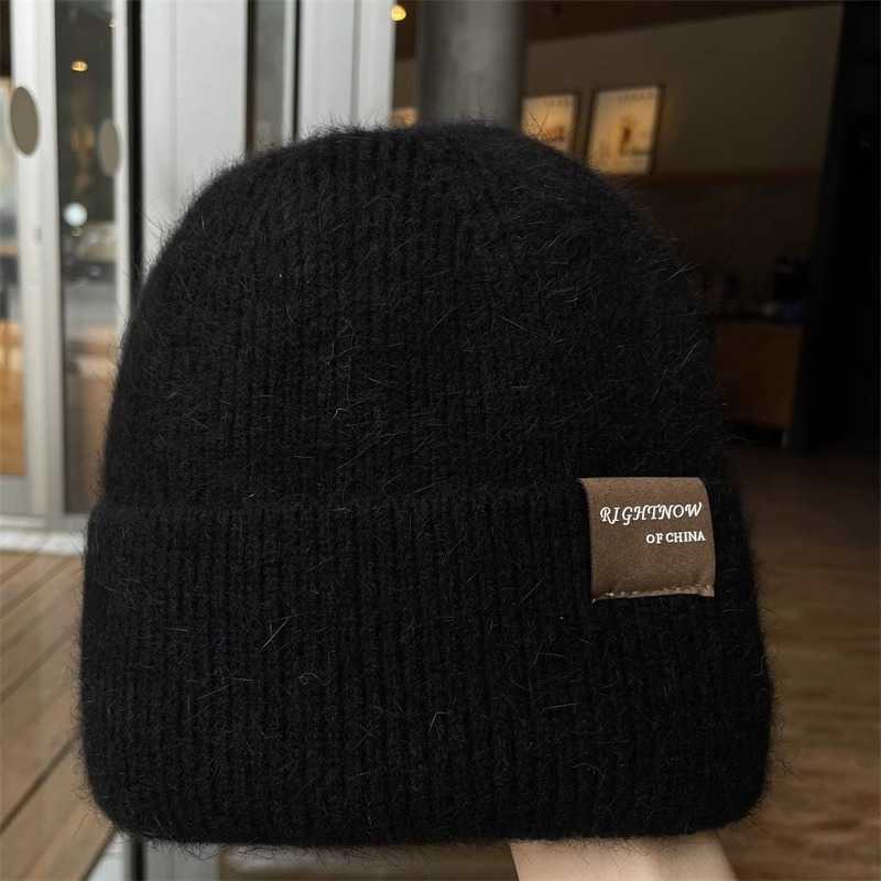 New rabbit fur knitted hat for women warm and cold-proof autumn and winter hat Korean style fleece-lined high-end winter beanie S260225