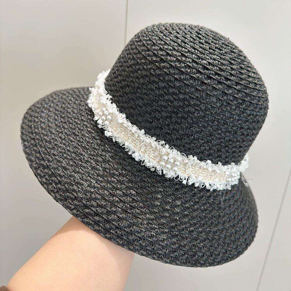 Fashion Accessories Hat Women Pearl Decor Wide Brim Straw Cloche Sun Hat for Spring Summer Wedding Holiday