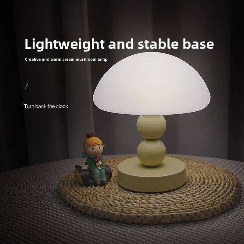 French Cream Wind Table Antique Bedroom Bedside Nordic Warm Eye Protection Mushroom Lamp Advanced Creativity Gift H260225