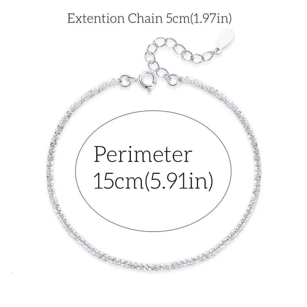 Fashion Elegant Simple Metal Silver Geometry Thin Chain Adjustable Gravel Beaded Shining Bracelet Women Z260225