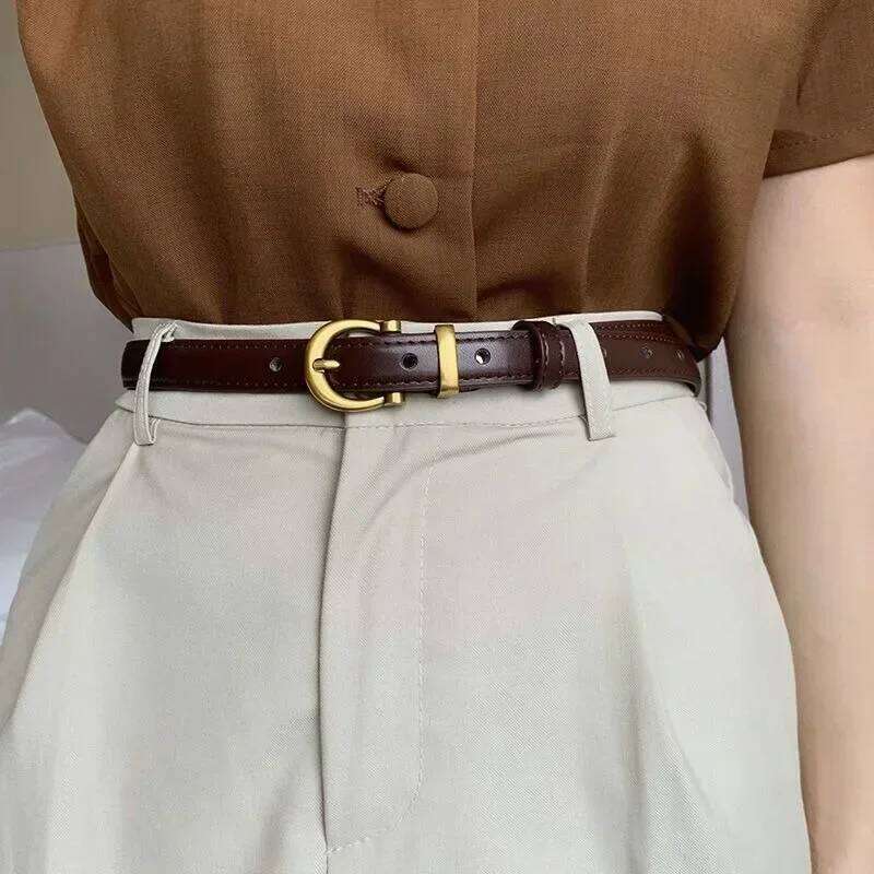 2024 Korean Fashion High Quality Simple Thin Belts Ladies Leather Alloy Pin Buckle Retro Jeans Belt Designer Girdle Women Y260225