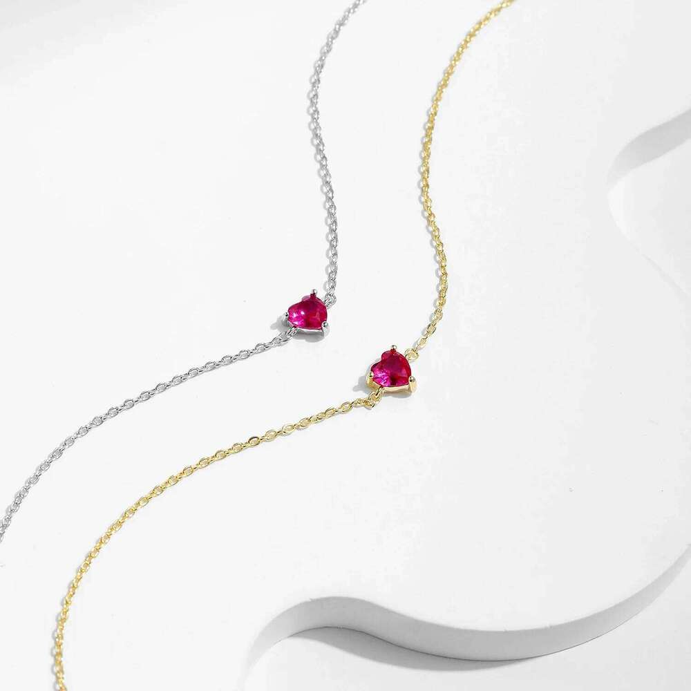 MODIAN 925 Sterling Silver Romantic Rose Red Zirconia Heart Bracelet Elegant Simple Link Chain For Women Fine Jewelry Gifts Z260225