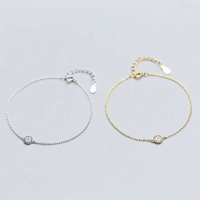 Modian Round Eyes Chain Bracelet 100% Real 925 Sterling Silver Blue Crystal Link Bracelets Women Fashion Accessory for Girl Z260225