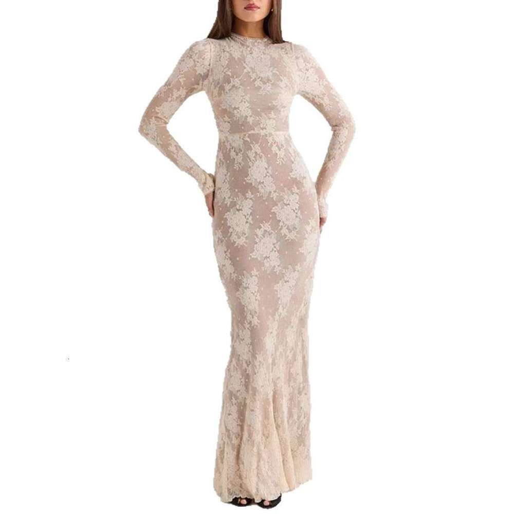 2026 autumn and winter European and American fashion brand elegant floral lace slim fish tail long skirt suitable for women