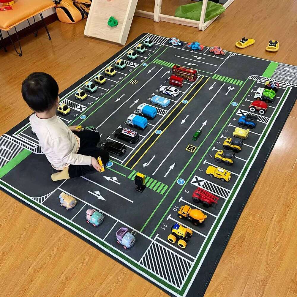 VIKAMA Children's Cartoon Puzzle Carpet Traffic Highway Map Fun Floor Bedroom Bedside Baby Crawling Mat Home Decoration W260226