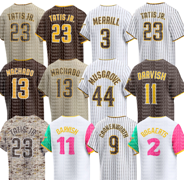Padres Baseball Jersey custom 23 Fernando Tatis Jr. Manny Machado Yu Darvish Jackson Merrill Xander Bogaerts Joe Musgrove Gavin Sheets Mason Miller Jake Cronenworth