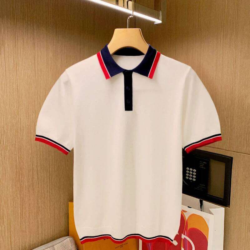 Mens Summer Fashion New Casual Polo Shirts Male Knitted Short Sleeve Lapel T-Shirts Men Leisure Patchwork Tops Tees Z11 - view 3