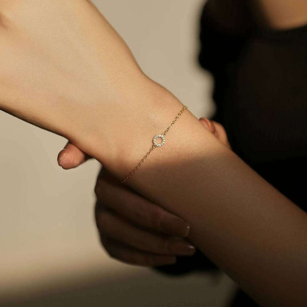 MODIAN Solid 925 Sterling Silver Simple Hollow Circle Clear CZ Bracelets Gold Color Link Chain For Women Girls Fine Jewelry Gift Z260225