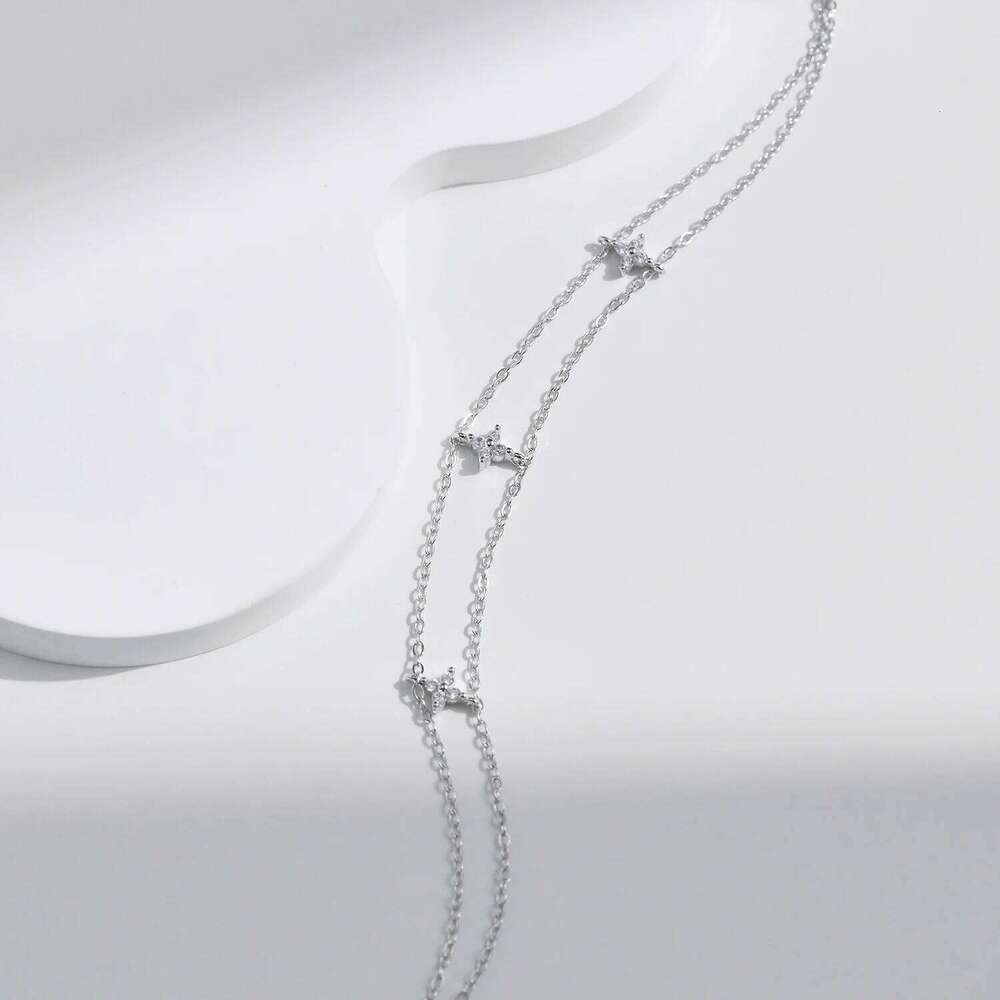 MNODIAN 925 Sterling Silver Double-layer Four Leaf Clover Bracelet Trendy Chain Link Bracelets For Women Luxury Jewelry Gift Z260225