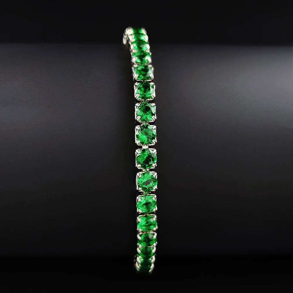 2024 New Arrival Luxury Round green color on hand Bracelet Bangle For Women Anniversary Gift Jewelry Bulk Sell S5787 Z260225