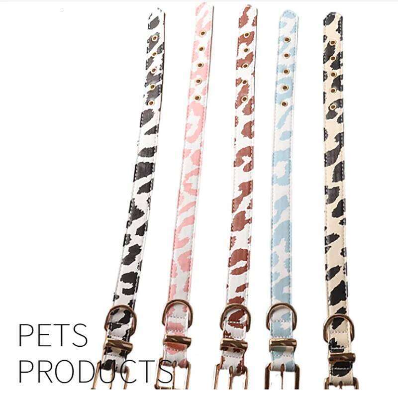 Cow Patterned PU Leather Soft Comfortable Adjustable Dog Collar Pet Supplies