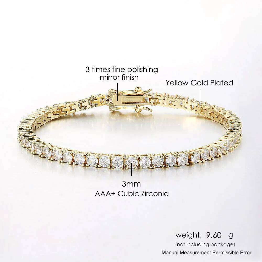 Luxury Crystal Tennis Bracelet for Women Man Iced Out 1 Row Cubic Zirconia Double Buckle Chain Hiphop Rock Hippie Jewelry OHH118 Z260225