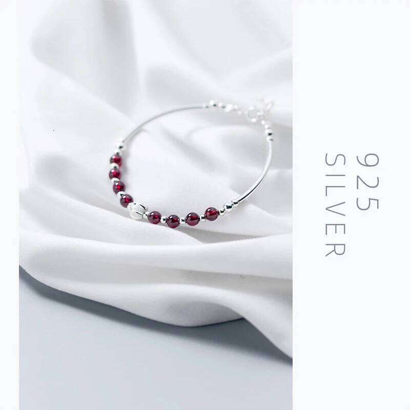 Modian Natural Garnet Little Balls Sterling Silver 925 for Women Link Chain Bracelet Ethnic Style Original Fine Jewelry Z260225